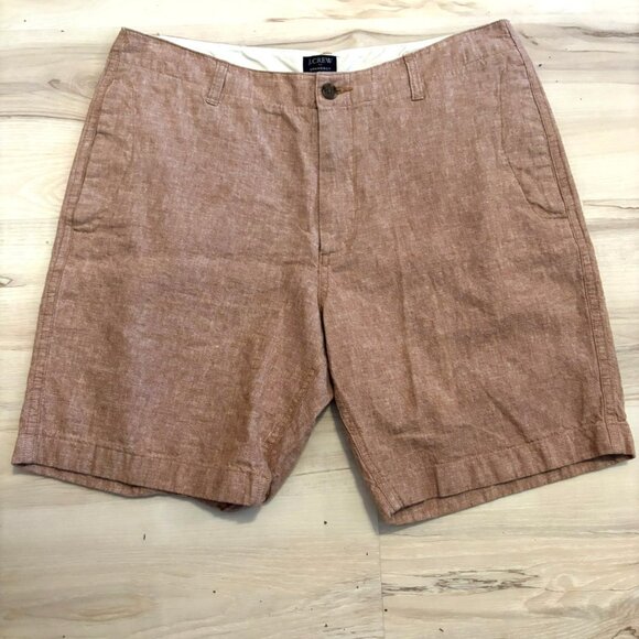 J.Crew Gramercy Mens Tan Linen-Blend Shorts Size 35 Preppy - Picture 1 of 8